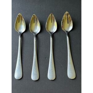 Vintage Set (4) Serrated Fruit Grapefruit Spoons 6" Tableware Stainless Steel